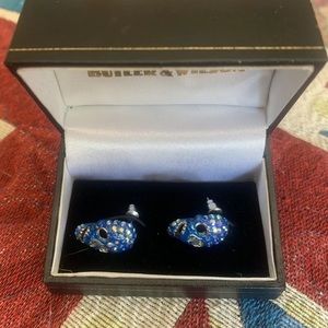 Butler & Wilson Blue Swarovski Skull Earrings